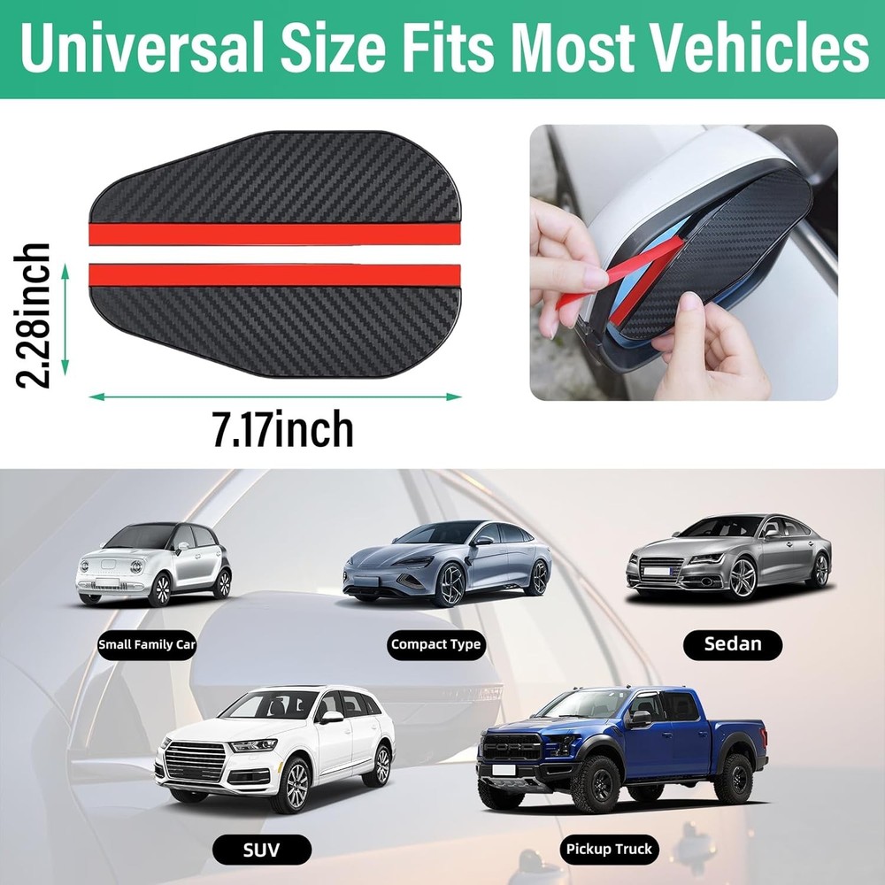 2 PCS Mirror Rain Visor Eyebrows, Waterproof Side Mirror Size: Carbon Fiber A