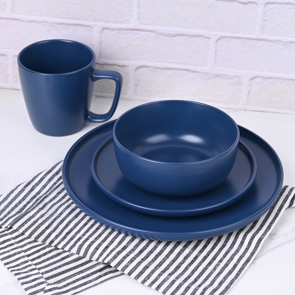 Mainstays Alessandra 12-Piece Stoneware Dinnerware Set Blue