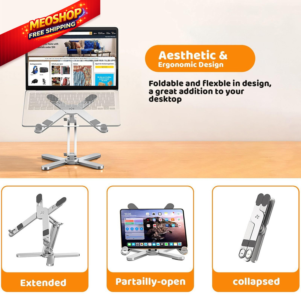 Moallia Laptop Stand with 360 Rotating Base, Computer Notebook Silver