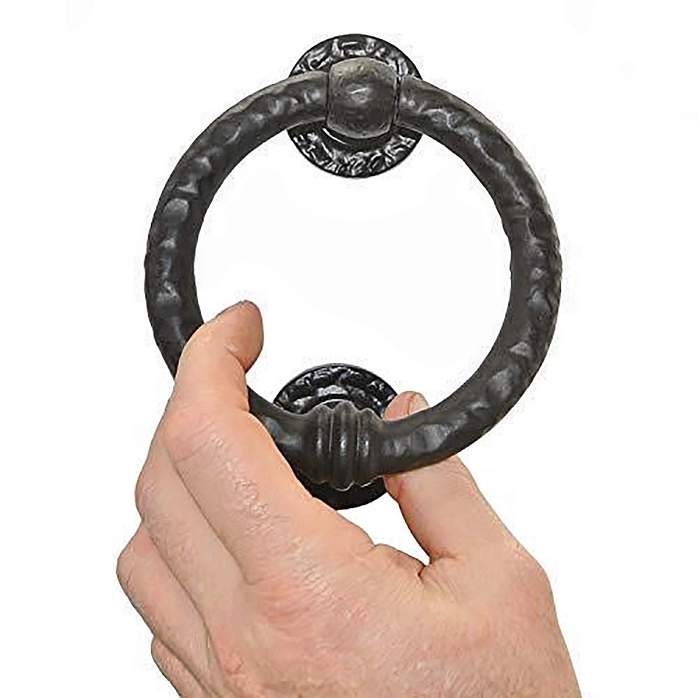 Ring Door Knocker Hardware Solid Cast Iron Finish Front Decor Gate Accessories