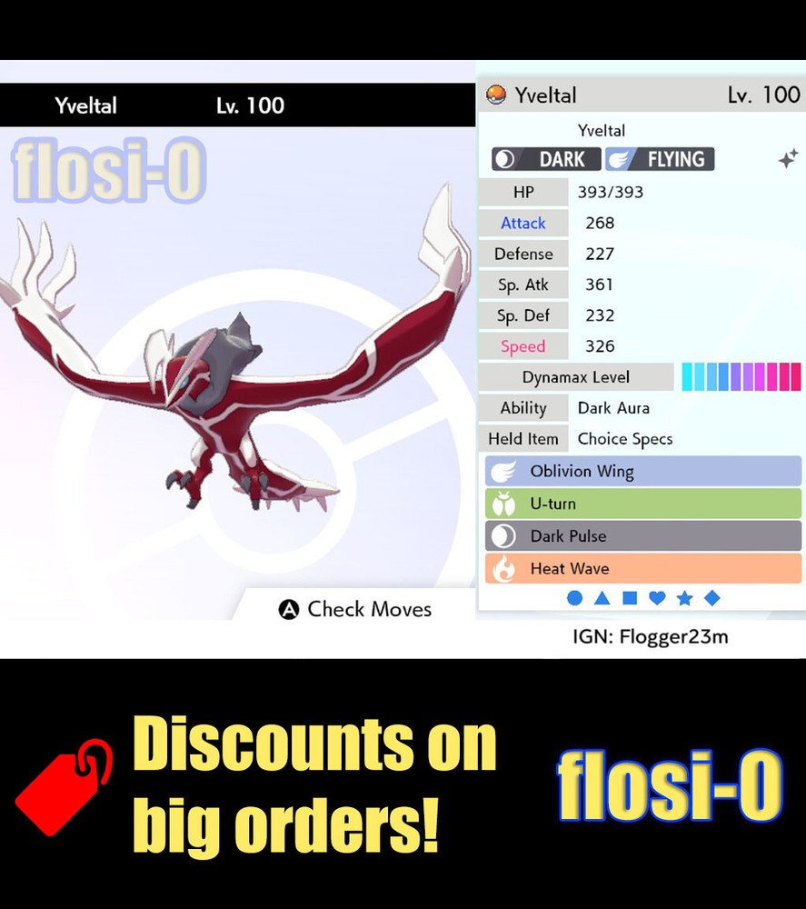 Pokemon Sword and Shield 6IV Shiny Yveltal