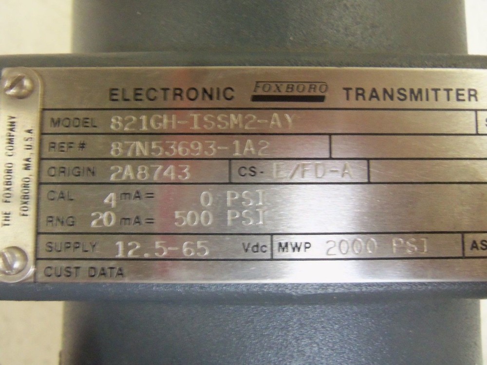 FOXBORO 821GH-ISSM2-AY TRANSMITTER UNMP