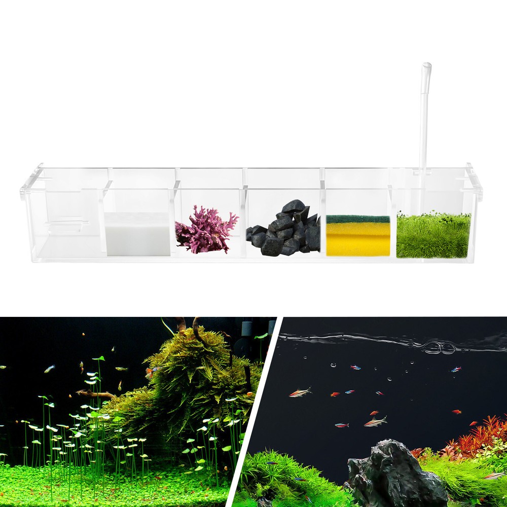 6-Grid Acrylic Aquarium External Hang-On Filter Box - Clear Design