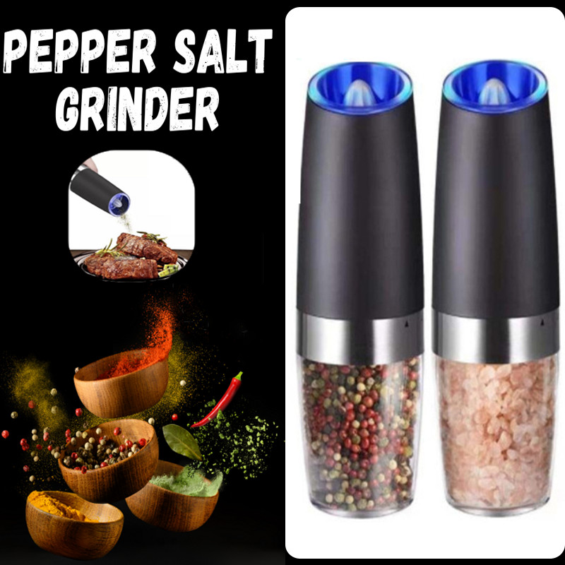 2xGravity Electric Salt and Pepper Grinder Set, Automatic Pepper Grinder Shakers