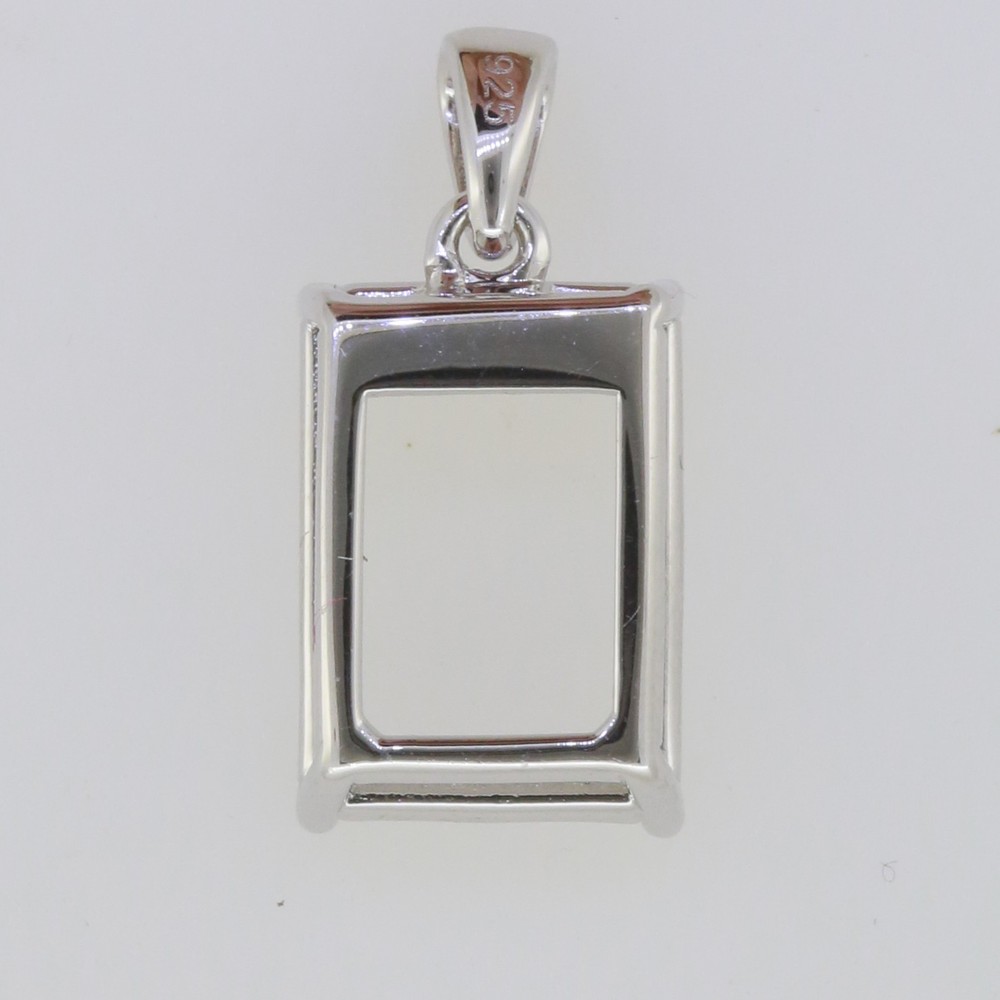Sterling Silver Semi Mount Pendant Setting OCT 14x10mm White Topaz