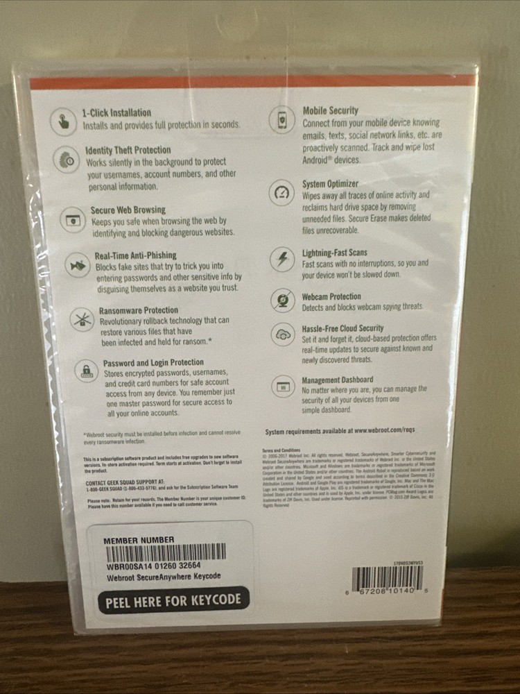 Webroot SecureAnywhere Internet Security 3 Devices Windows 10 & iOS New Sealed