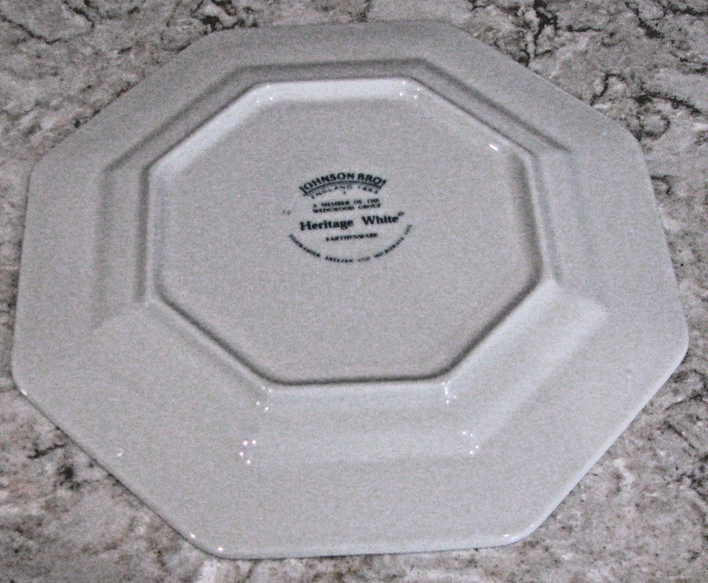 Johnson Brothers, Heritage White, Salad Plates, Octangular 7.5", Made in England