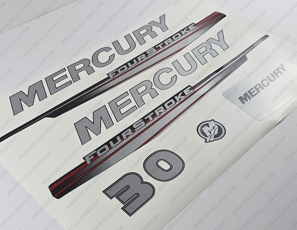 Mercury 30 hp Four Stroke 2013-2017 RED outboard engine decals sticker