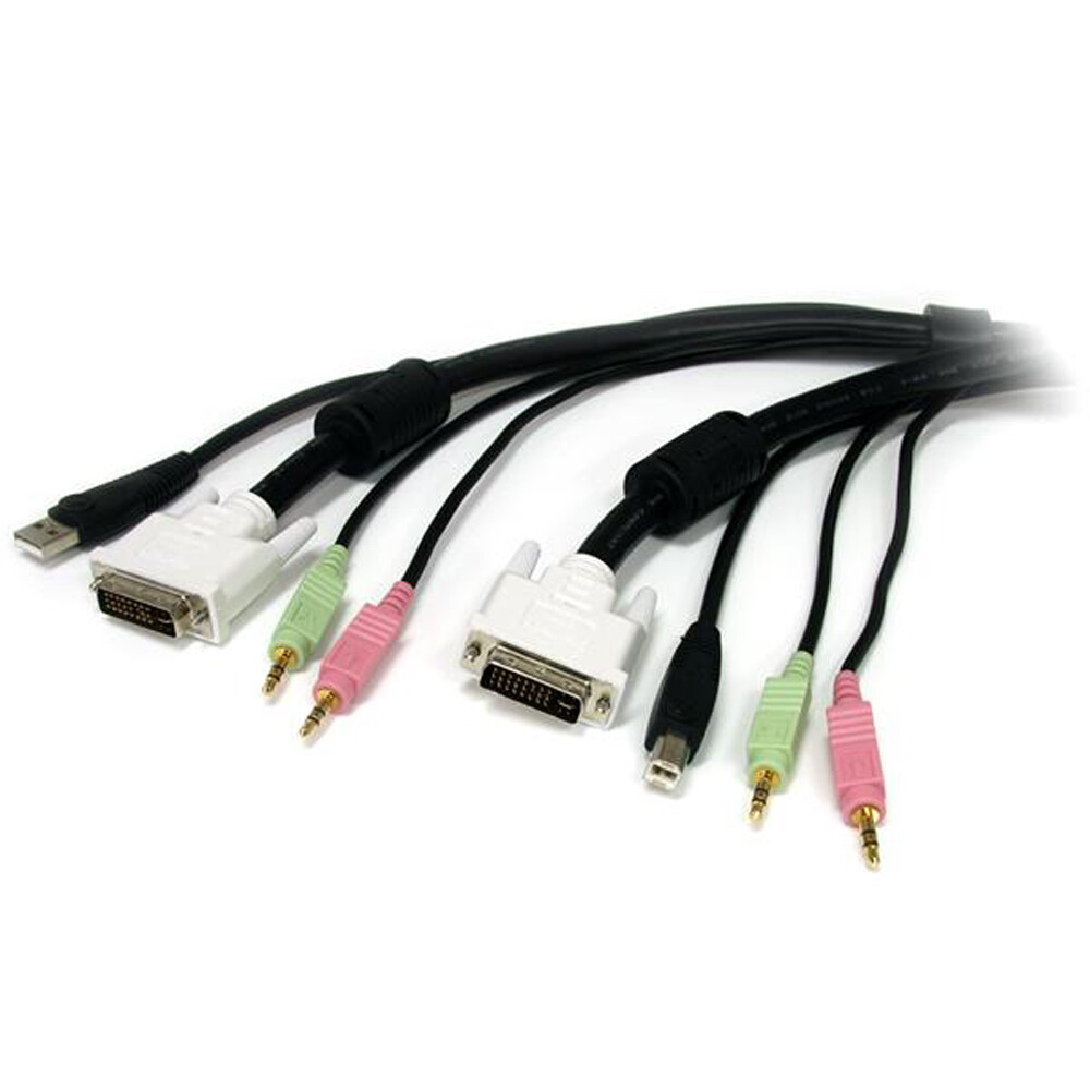Startech.com 6 ft 4-in-1 USB DVI KVM Cable with Audio and Microphone USBDVI4N1A6