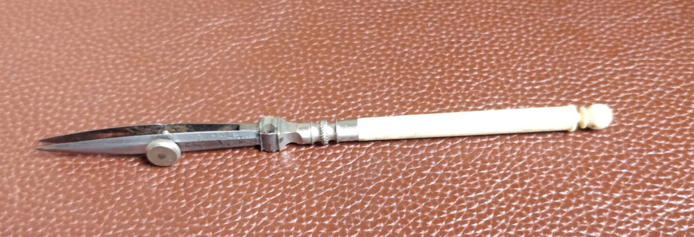 Vintage Antique drafting  Pen with white handle Bone? or similar material