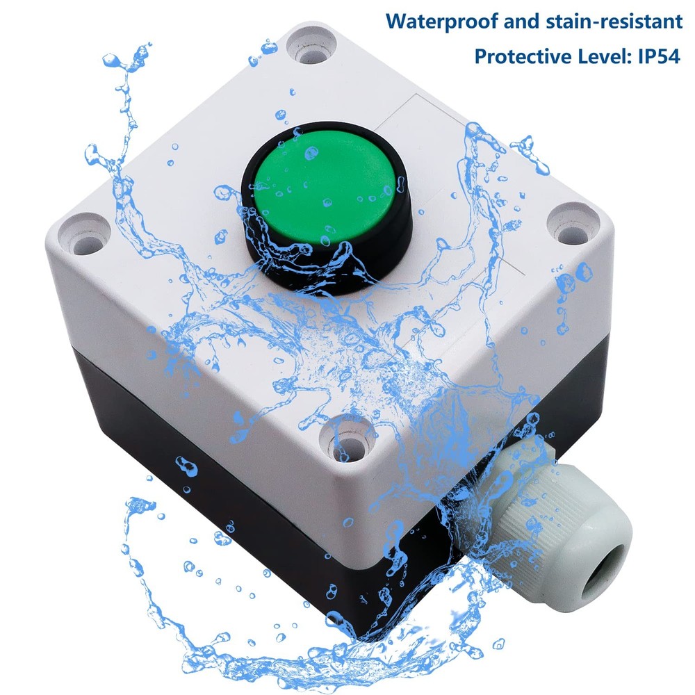 mxuteuk Momentary Push Button Switch Station Box Exit Green-B