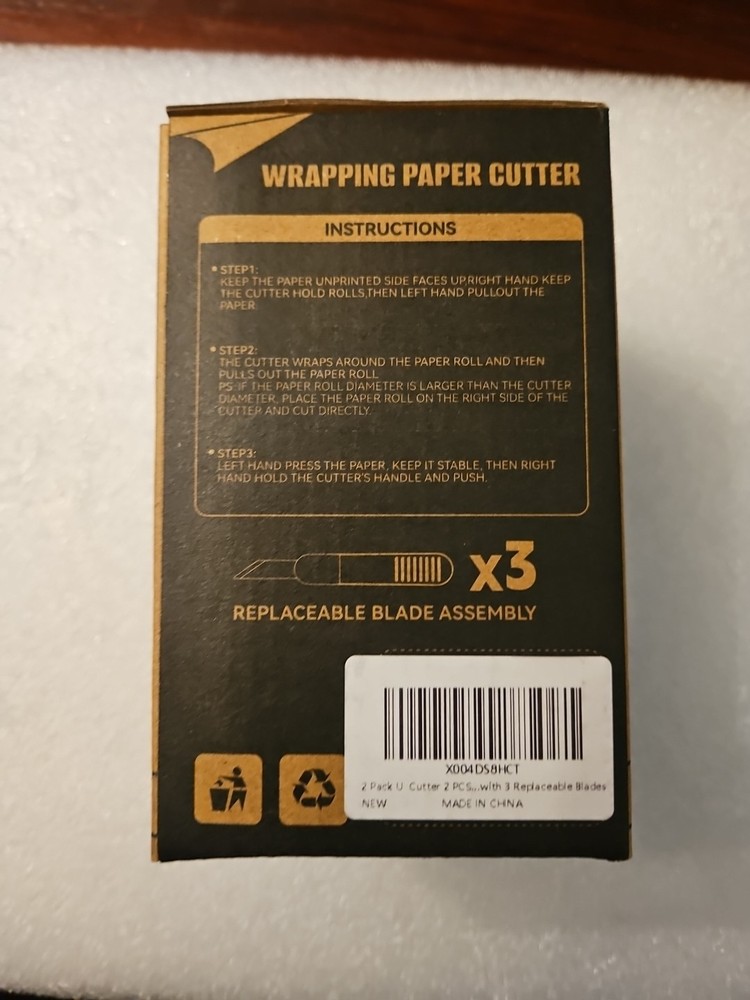 Wrapping Paper Cutter - 2 Pack - With 3 Replacement Blades.