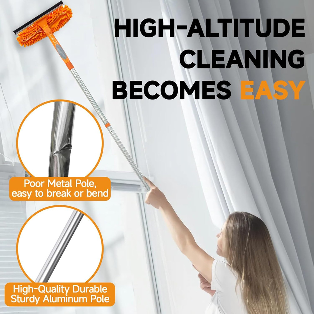 67" Squeegee Window Cleaner 2 in 1 Rotatable Window Cleaning Tool Kit Extension