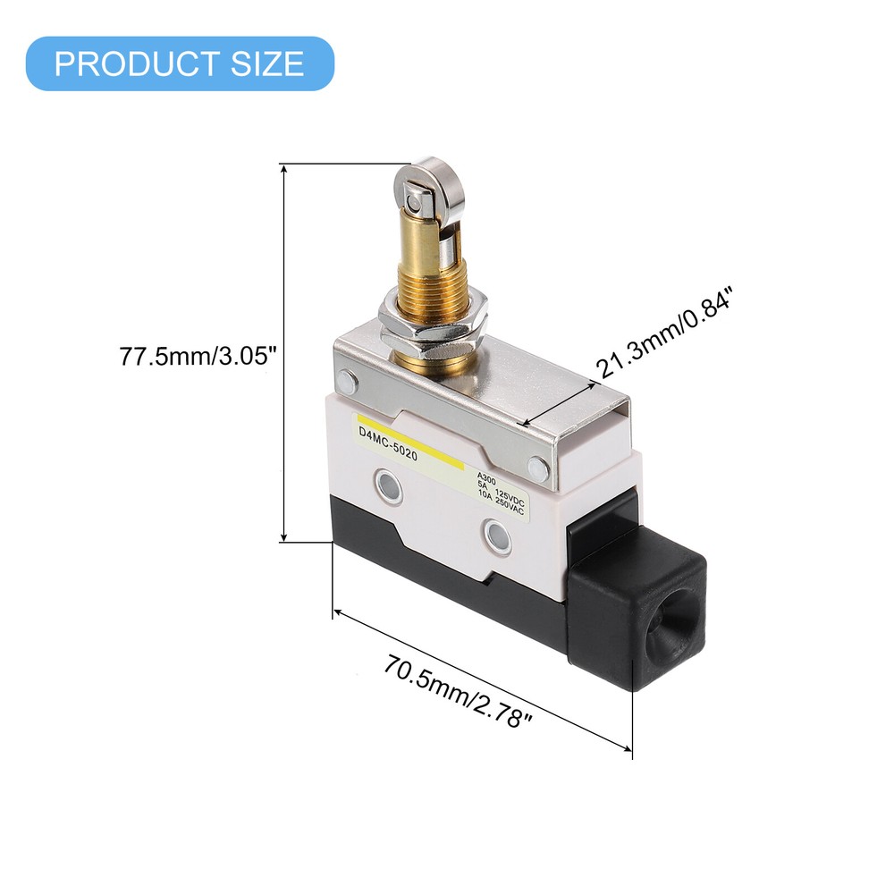 Limit Switch Roller Plunger D4MC-5020 Mount 1NC+1NO 3D Printer Metal 2 Pcs