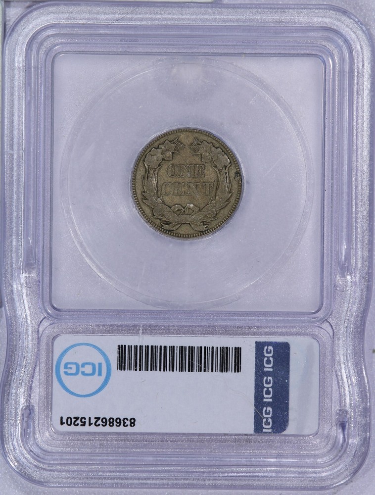 1857 Flying Eagle Cent 1c ICG VF35 - Mint Error Planchet Flaw