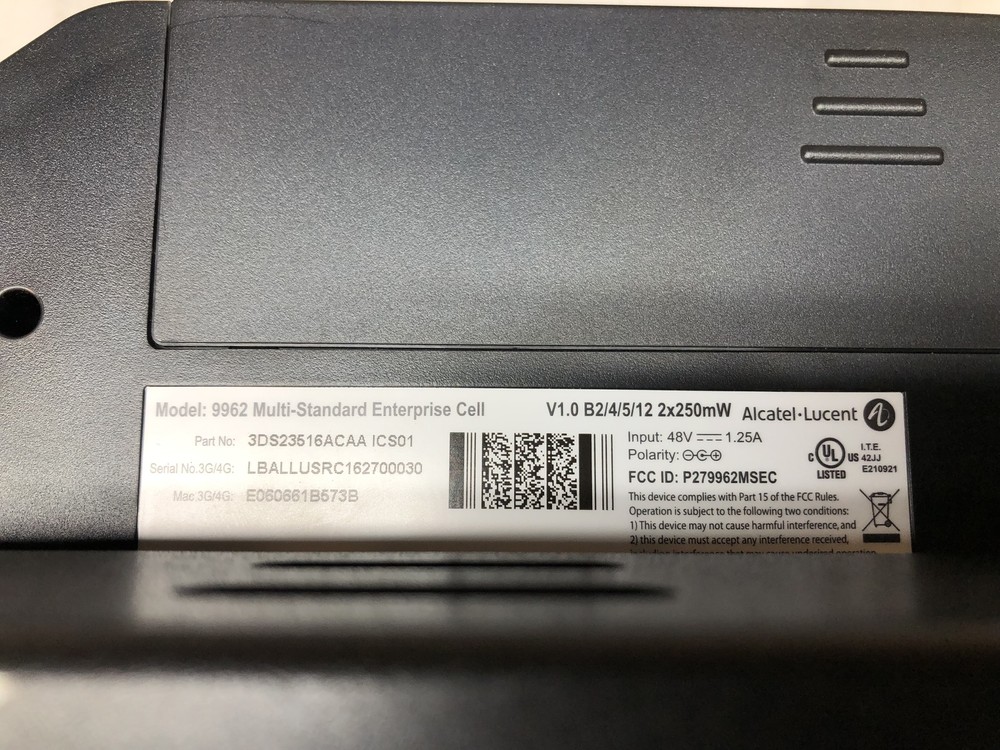 Alcatel 9962 Multi-standard V1 Enterprise Small Cell, NO Antennas -TESTED/RESET