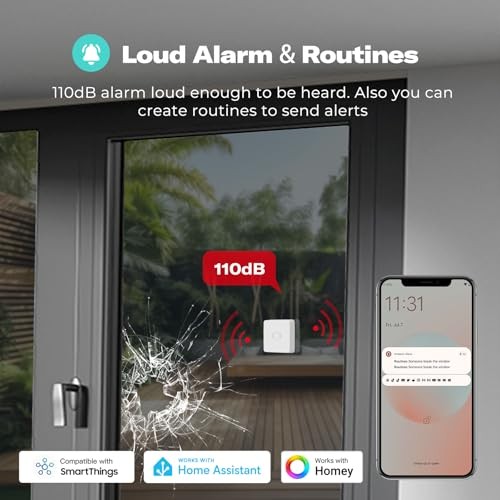 Smart Vibration Sensor with0dB Alarm,Zigbee Hub Required,Adjustable 1