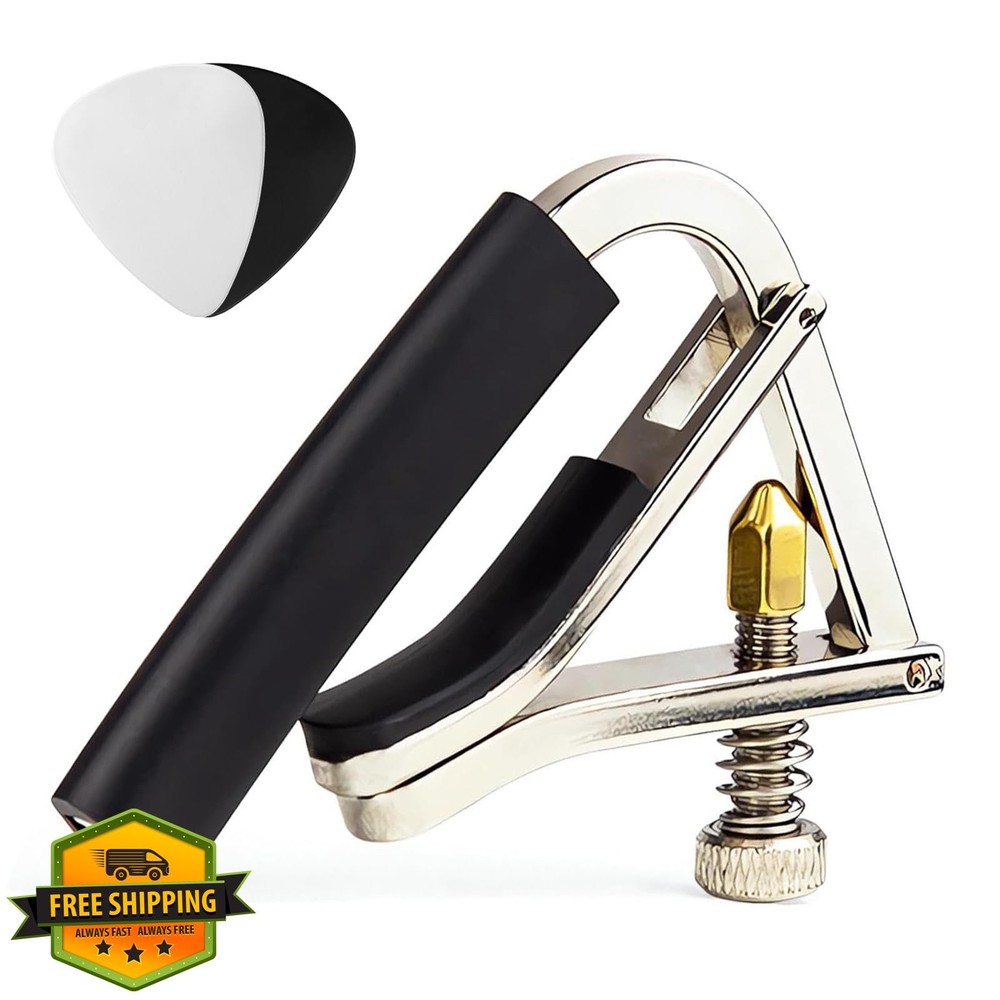 LORITED Guitar Capo Silver Clip-On Tuner 6 String