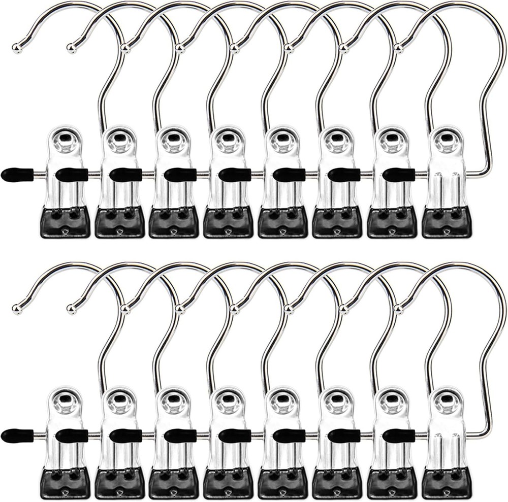 Boot Hangers Clips, 16 Pack Laundry Hooks Hanging Clips 16 PACK, Black