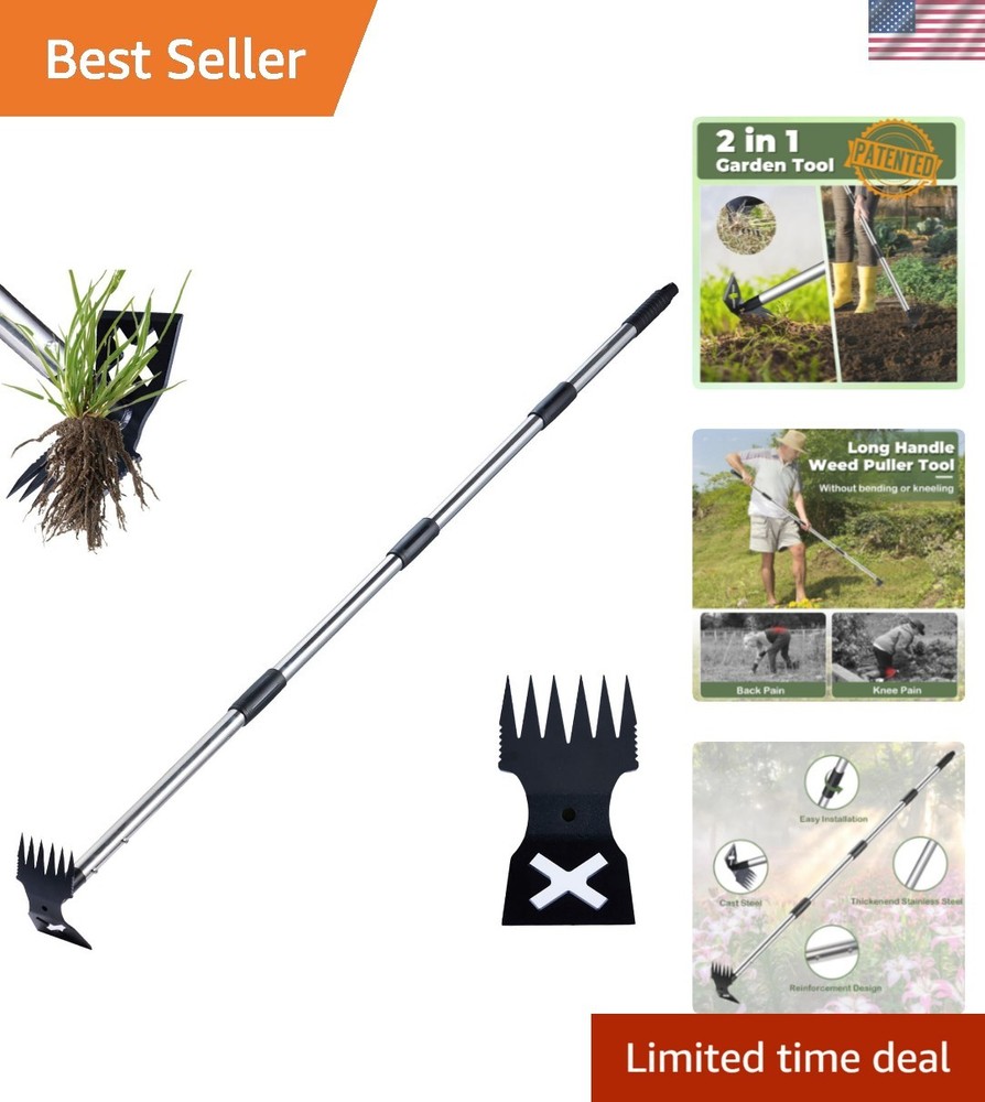 Weed Puller Tool with Long Handle - 60" Manual Weeder Remover Tool, 2 in 1 Ha...