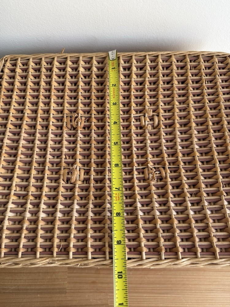 Vintage Wicker Sewing Basket w/ Red Fabric Liner, Please Read Description