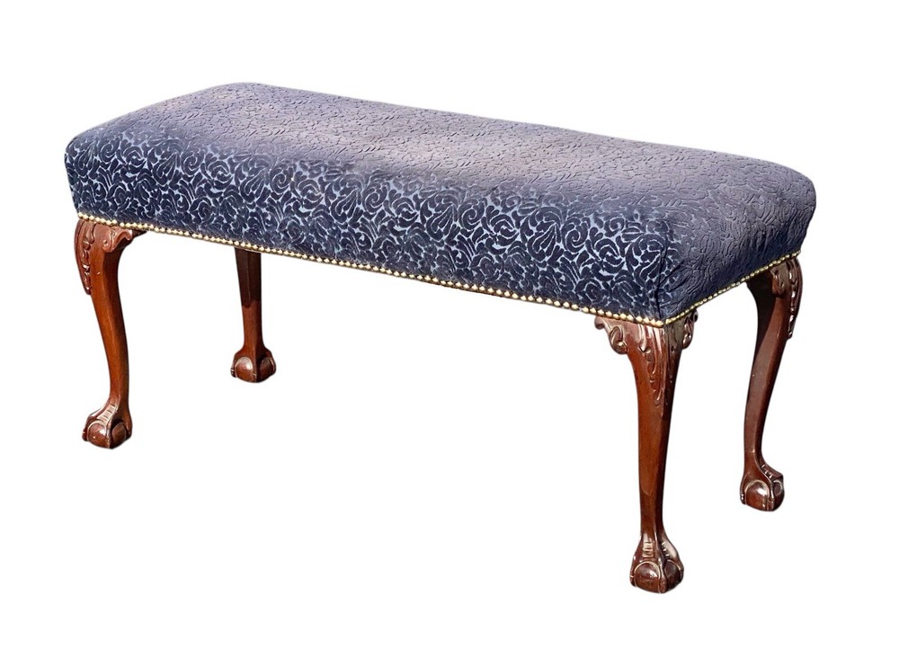 Vintage Chippendale Style Window Bench / Vanity Bench