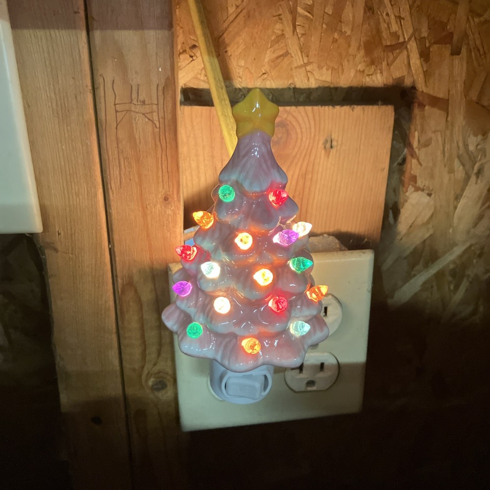 RETRO VINTAGE PINK CHRISTMAS TREE NIGHT LIGHT Ceramic D5