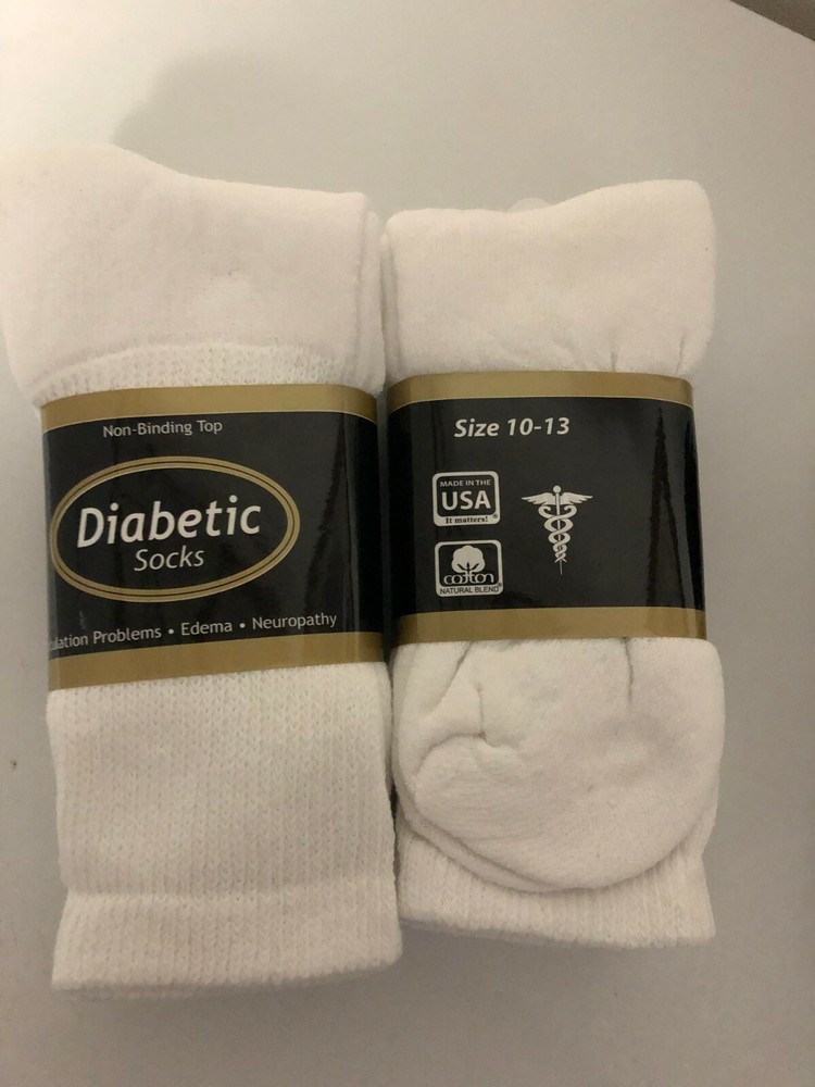 *** 6 Pair Diabetic White Crew Socks 10-13 LQQK***