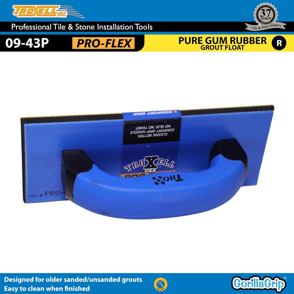 - 4" x 9" Gum Rubber Grout Float with SoftGrip Handle