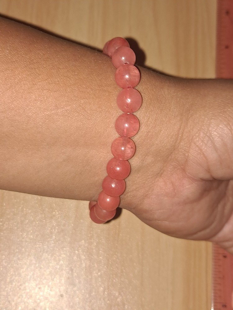 cherry quartz stretch bracelet