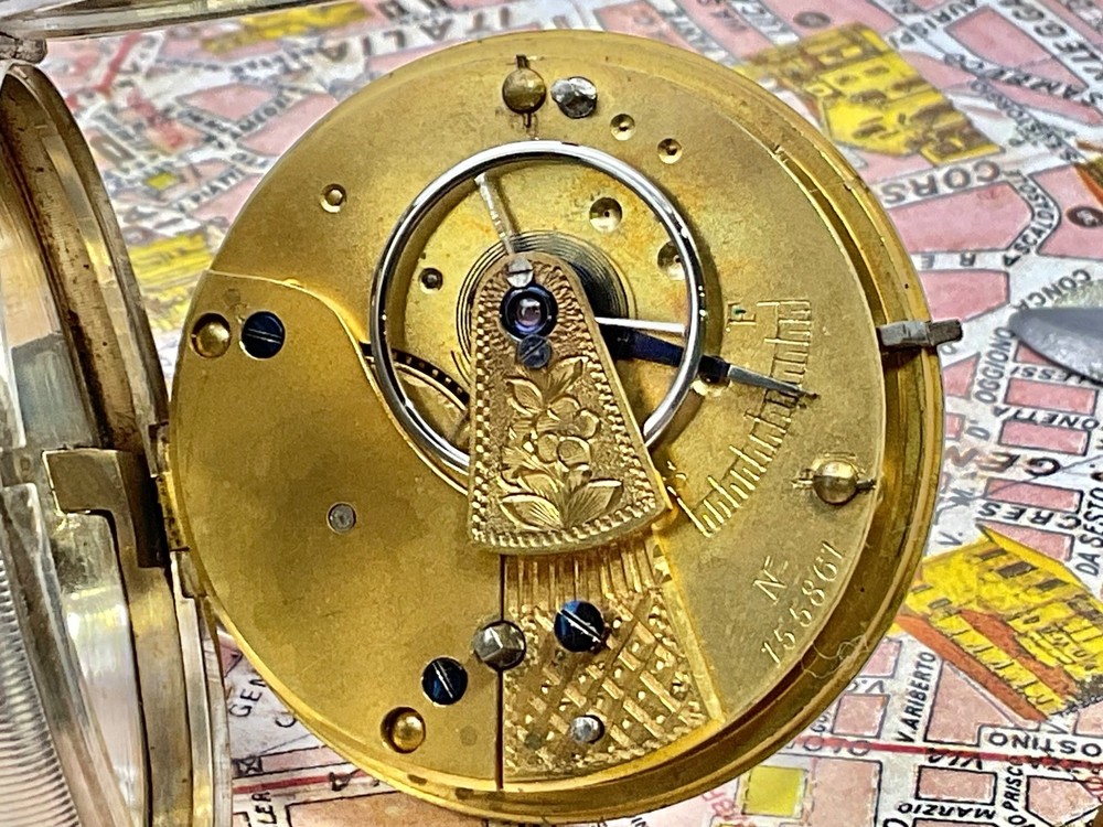 Spring flip . White Manchester . Silver 1891 . POCKET WATCH