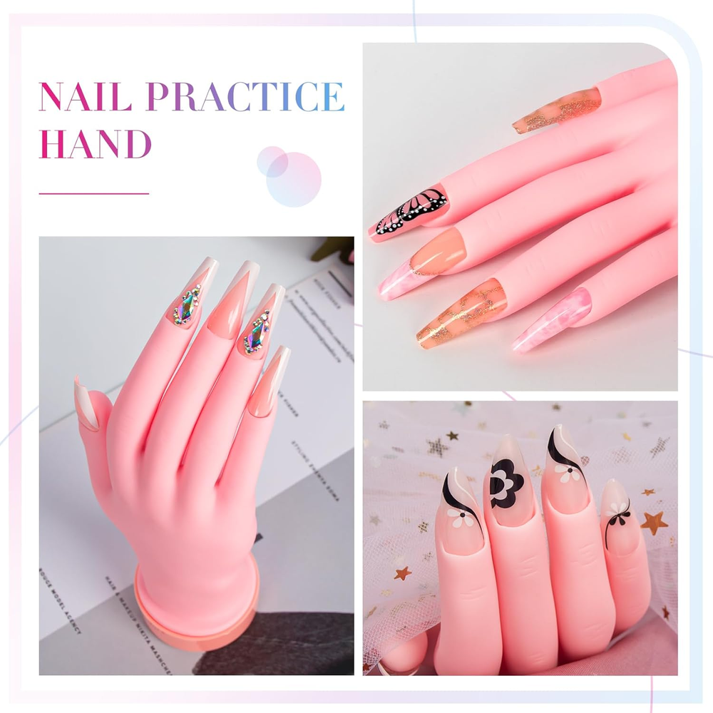 Nail Practice Hand for Acrylic Nails Mannequin Hand for Nails Practice Flex...