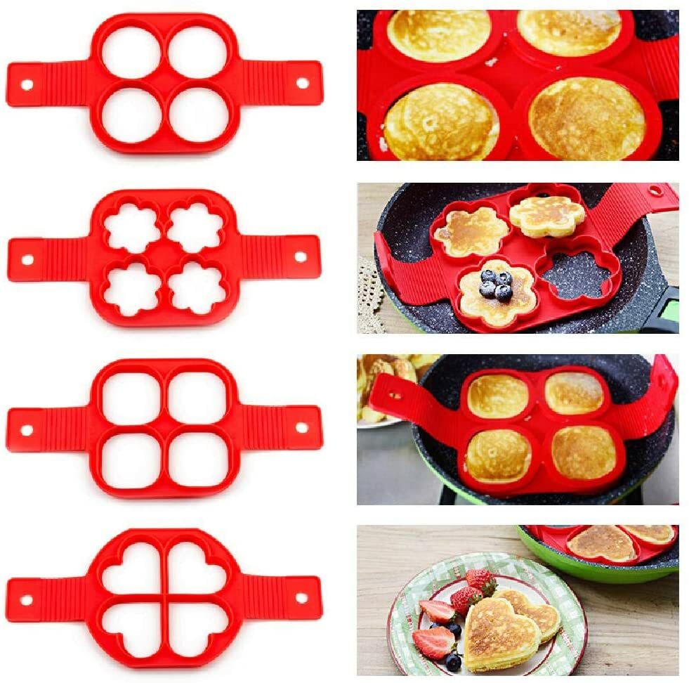 4 Holes Silicone different Mold Pancake Maker Nonstick Egg Ring Maker
