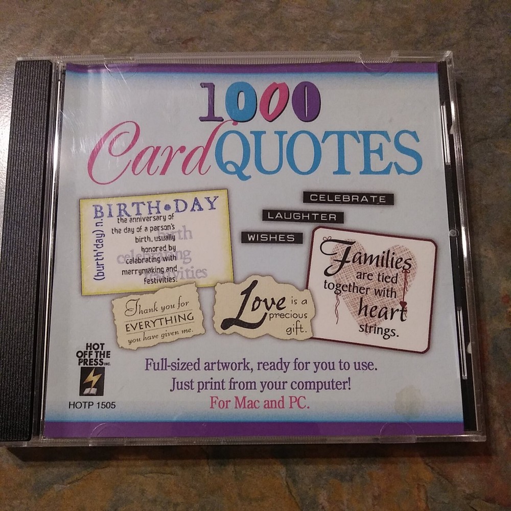 Hot Off The Press 1000 Card Quotes Computer CD Mac PC Artwork Instructions