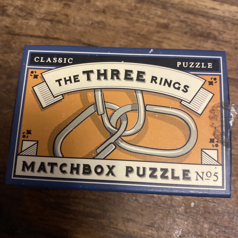 The THREE RINGS MATCHBOX PUZZLE boxed