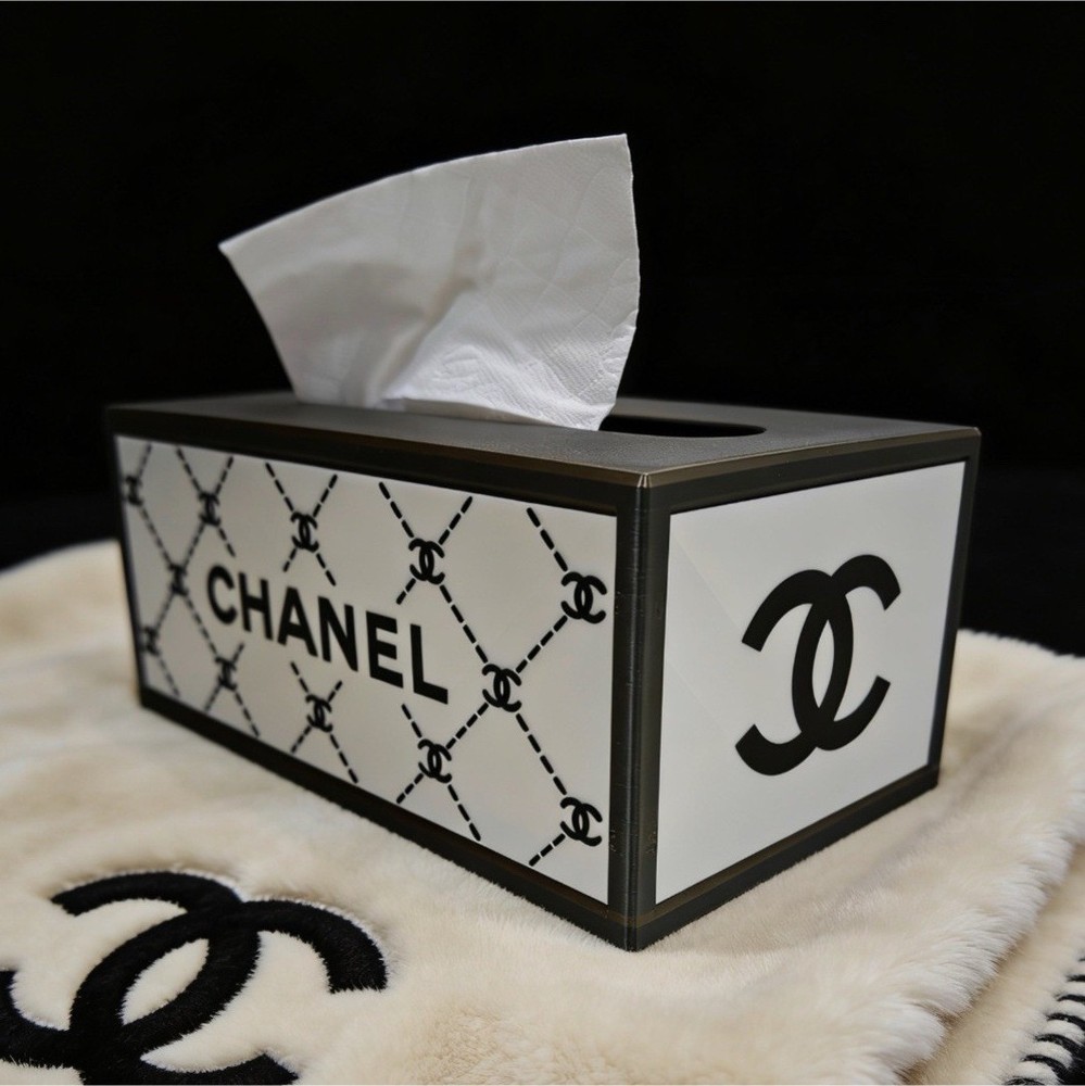 Tissue Box Cover White Black Modern Luxury