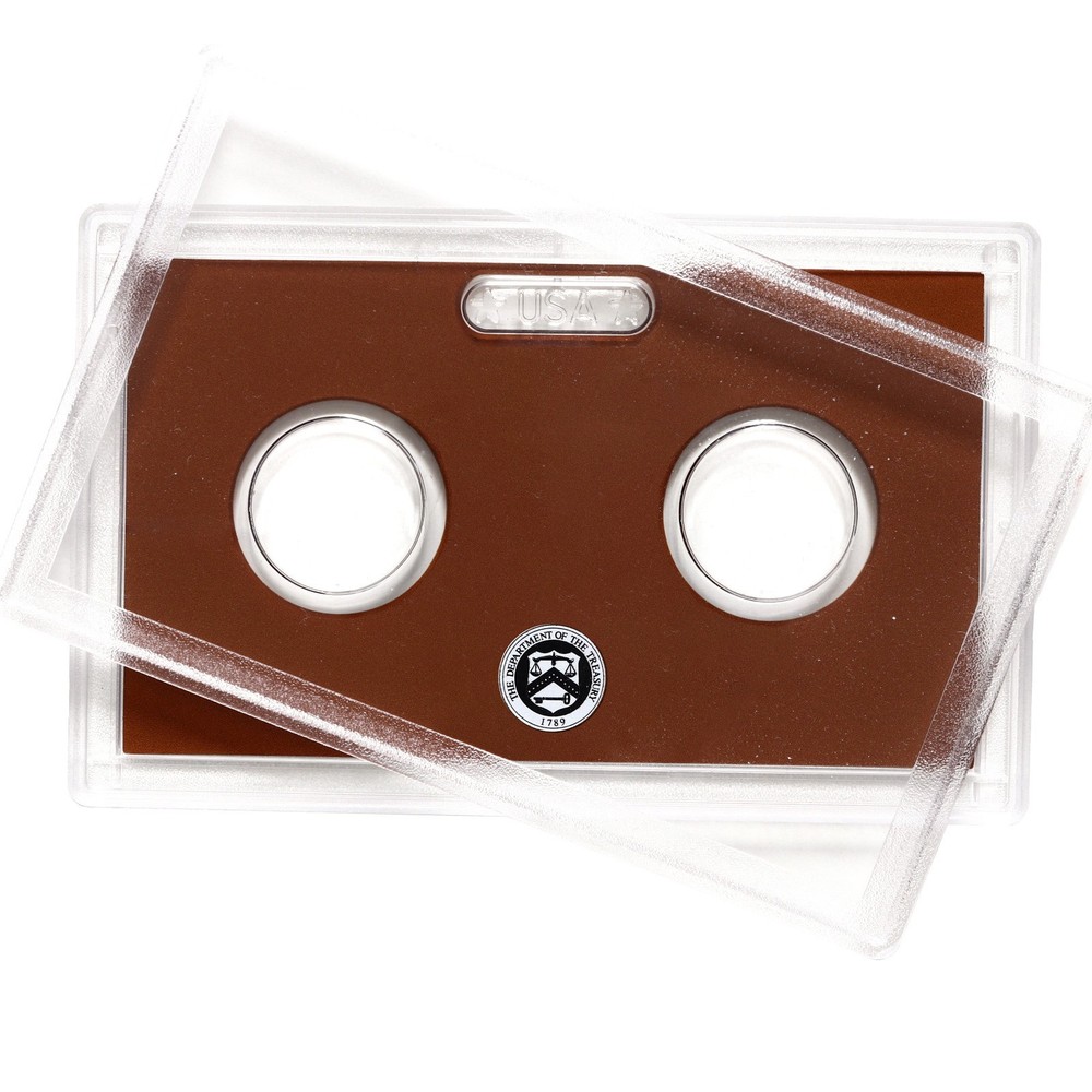 Empty Plastic Lens With Brown Insert Holds 2 Coins