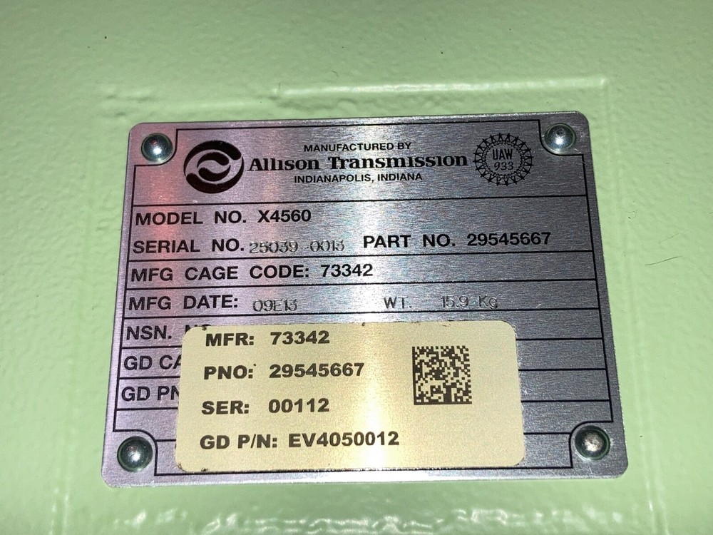 GENERAL DYNAMICS MILITARY VEHICLE ALLISON TRANSMISSION ELECTRONIC CONTROL MODULE