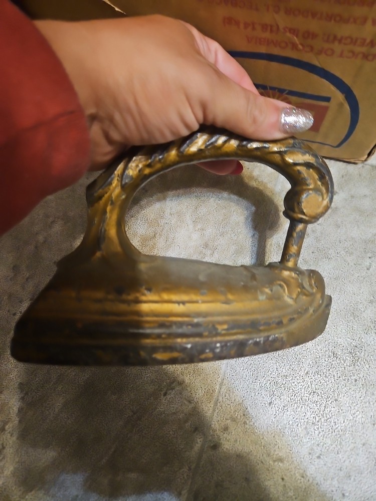 Gold Colored Antique Sad Iron Solid Cast Iron