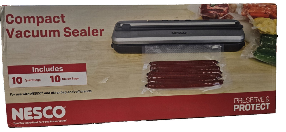 Nesco Space-Saving Vacuum Sealer Machine, Automatic One-Touch Food Sealer...
