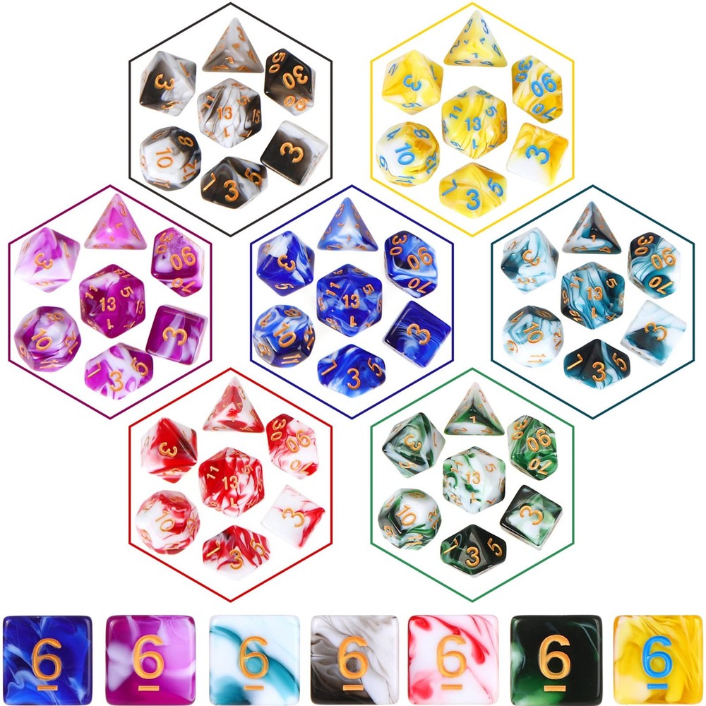 350 Pcs Compatible with DND Dice Sets Bulk Polyhedral Dice with Drawstring Ba...