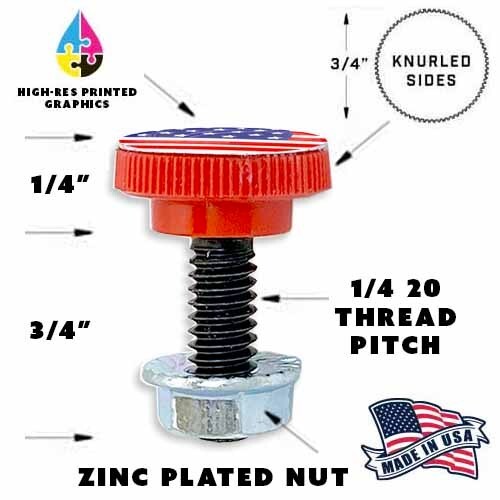 4PACK Red Knurled Custom License Plate Frame Tag Bolt Kit USAF Air Force 🇺🇸