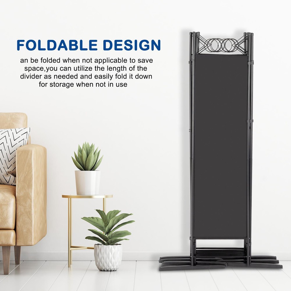 6 Panel Folding Privacy Divider 6 Ft Room Wall Divider Portable Partition Screen