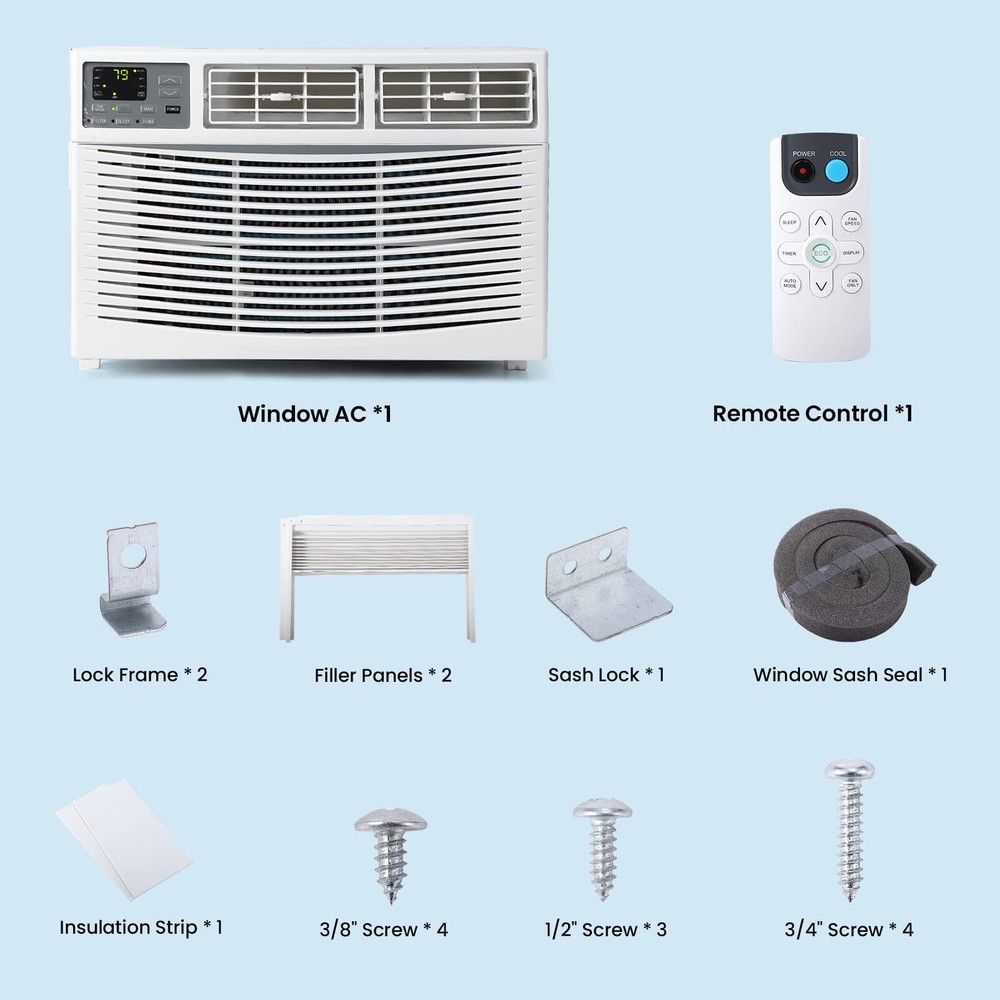 6000 BTU 24H Timer Window Air Conditioner AC Unit with Remote & APP Control