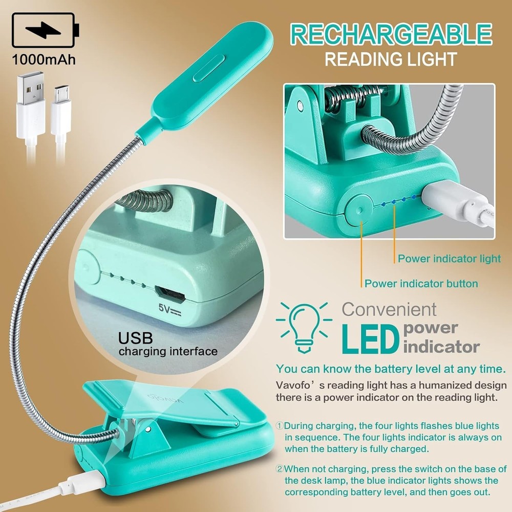 Versatile Clip-On Reading Light with Adjustable Brightness for Every Need