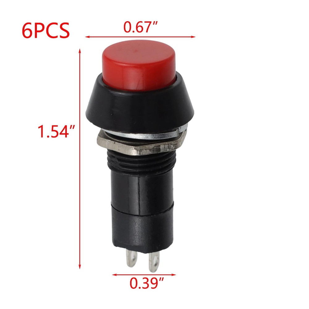 6PCS Latching Push Button Switch, Momentary Push Button Switch for 0.39" Black