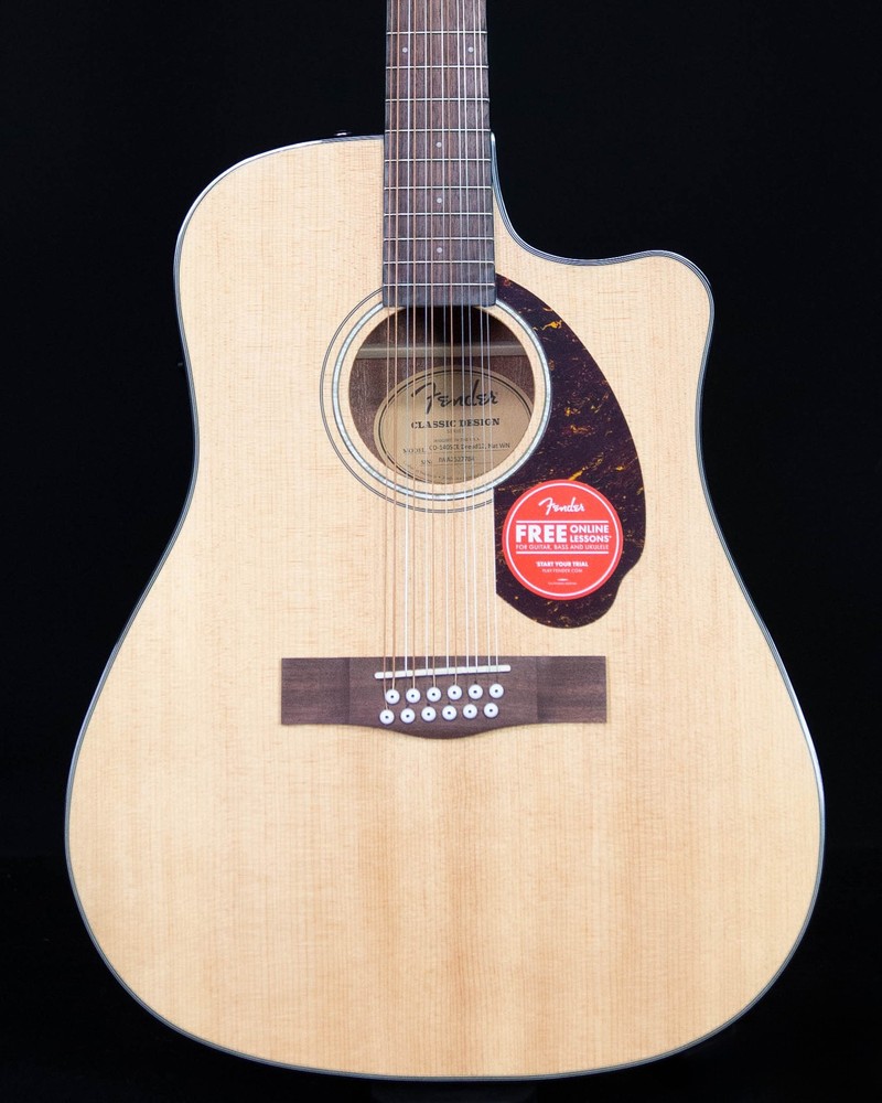 Fender CD-140SCE 12-String, Walnut FB, Natural with Case