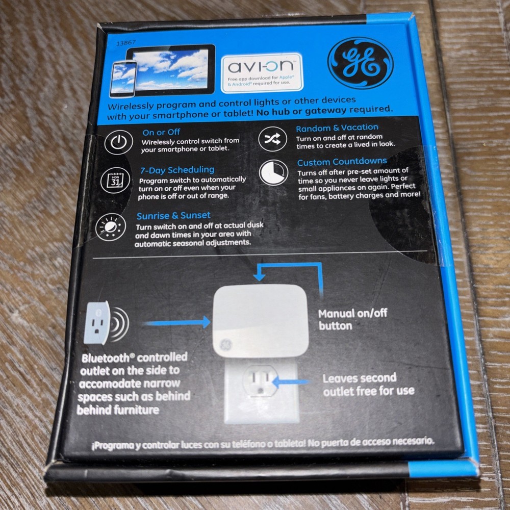 GE 13867 Plug-In Smart Switch Bluetooth Wireless Control & Dim Lights NEW