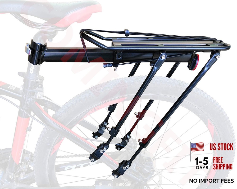 180lbs Capacity Solid Bearings Universal Adjustable Bicycle Luggage Black