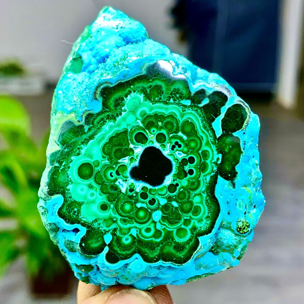98G Natural Chrysocolla/Malachite transparent cluster rough mineral sample